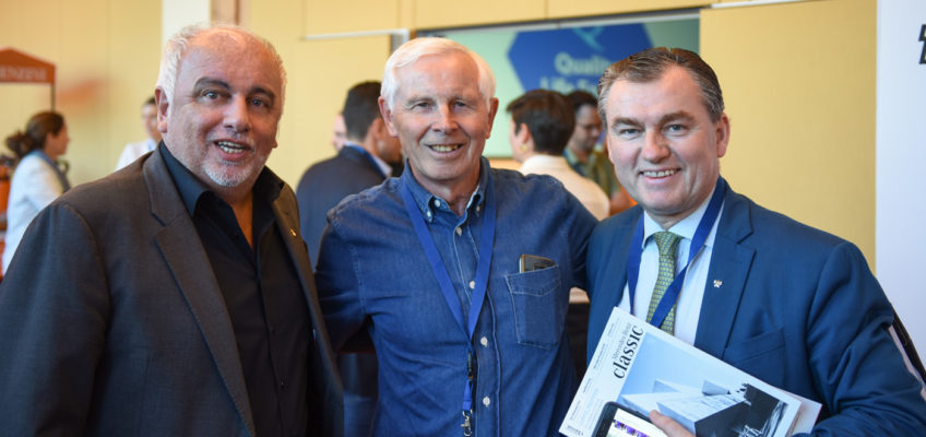 Initiator des Quality Life Forums Robert Lübenoff mit seinen Gästen Dr. Hans Dieter Cleven und Starkoch Toni Mörwald